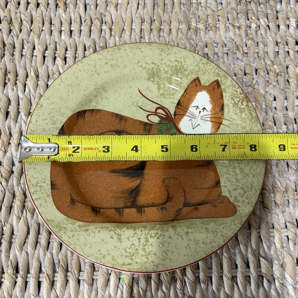 Sakura Christmas cat‎ fiddlestix Salad Dessert plate Orange Tabby 8